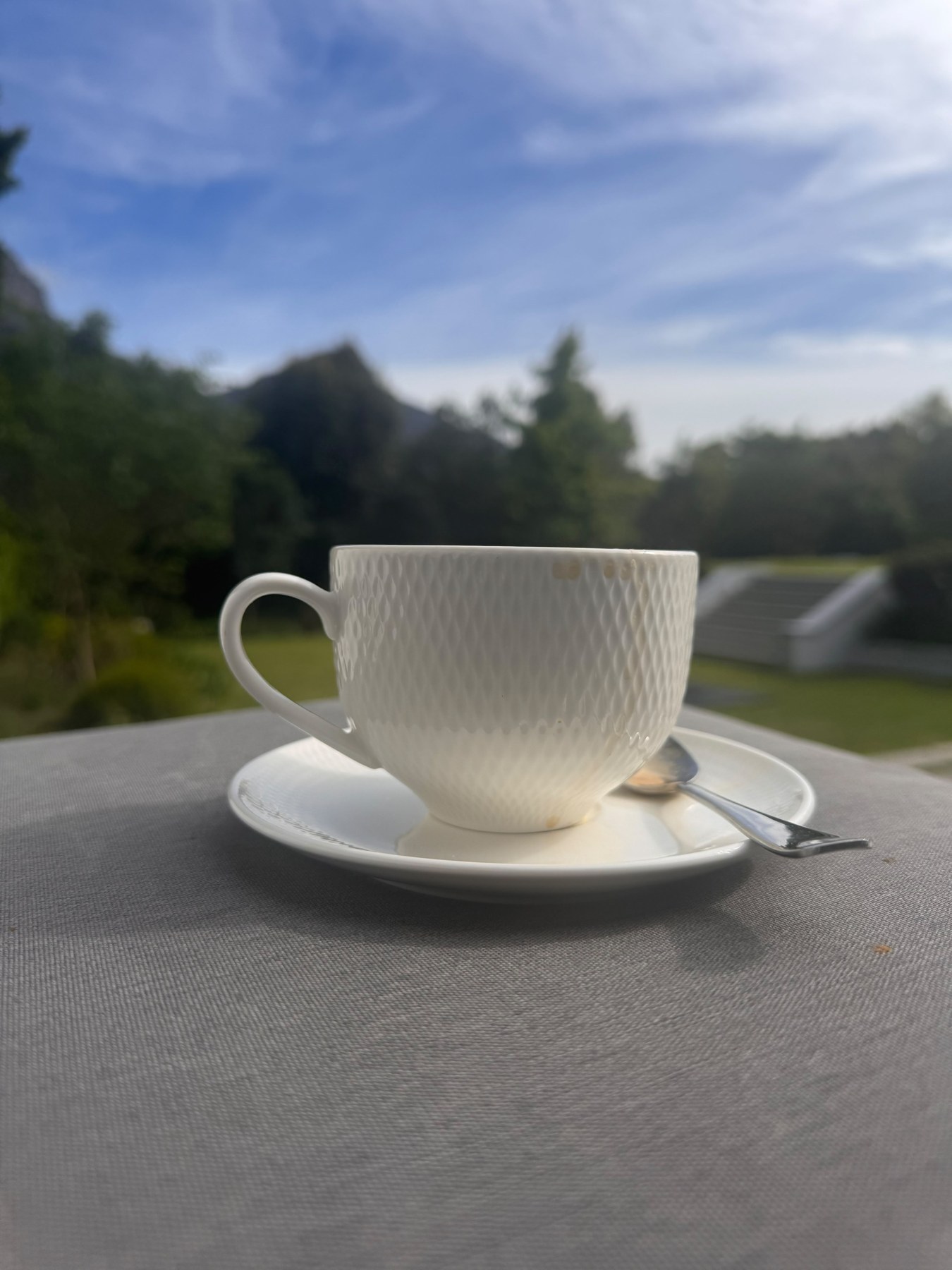 Coffee with a mountain view