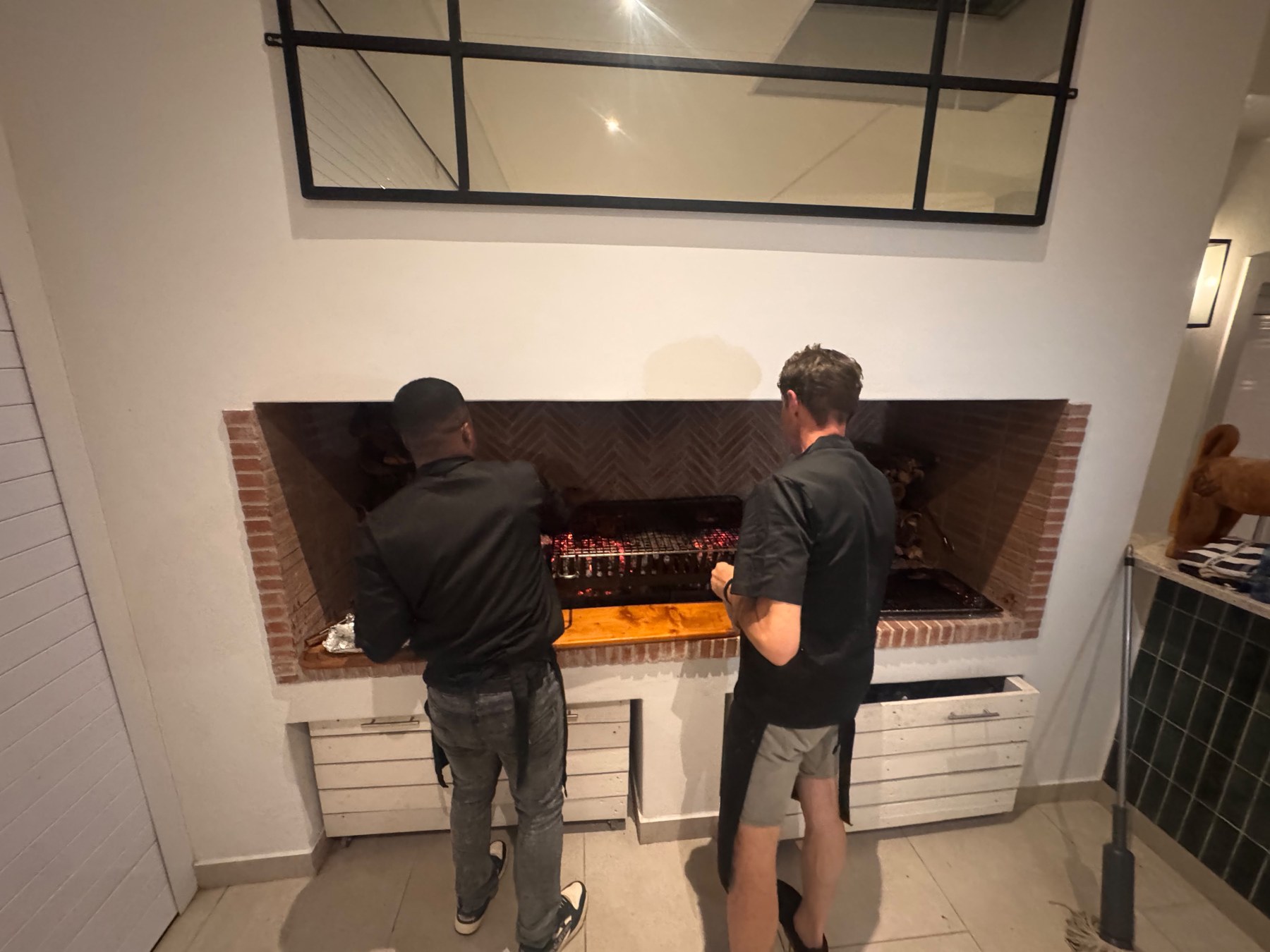 Guests by the fireplace