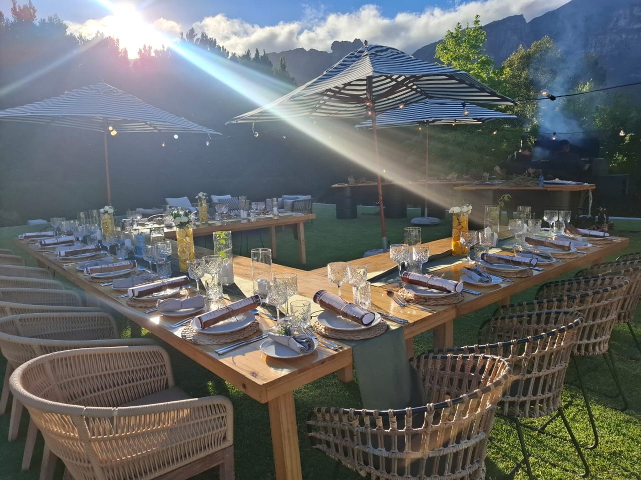 Table setting in evening sunshine